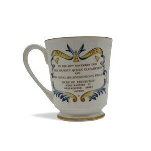 ROYAL COMMEMORATIVE Mug Queen Elizabeth II And Prince Philip 1947-1972 Vintage
